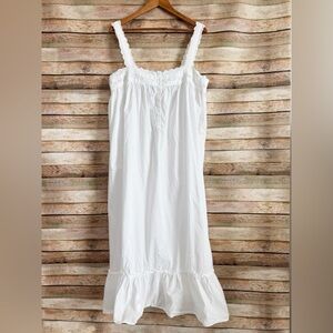 Eileen West White Cotton Sleeveless Eyelet Cottagecore Long Nightgown Size XL